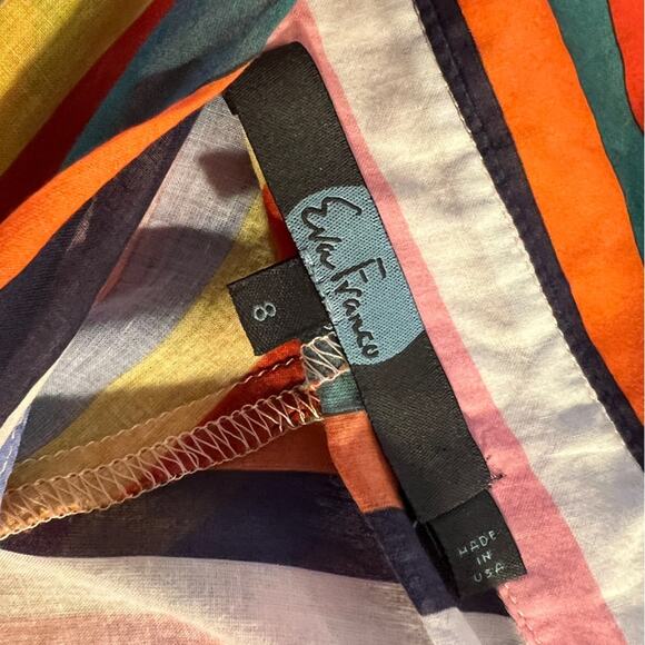 Eva Franco Rainbow Stripe Lightweight Semi Sheer Summer Killian Top Size 8 - Picture 10 of 11